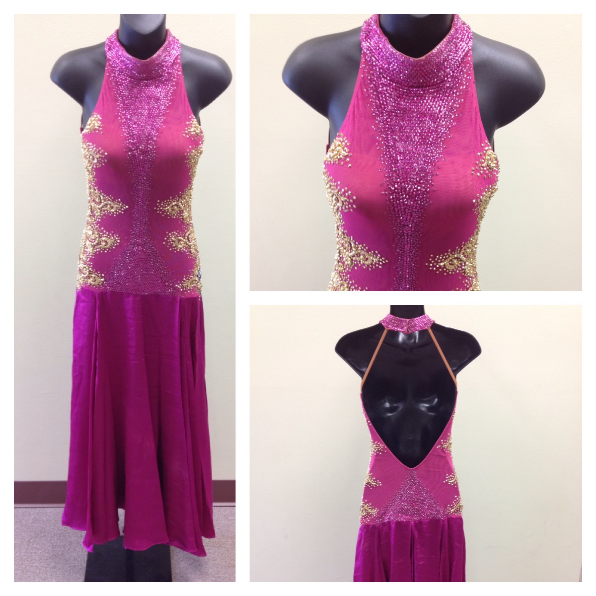 Fuchsia and Gold Paso Doble Dress → Riccardo and Yulia EightTime